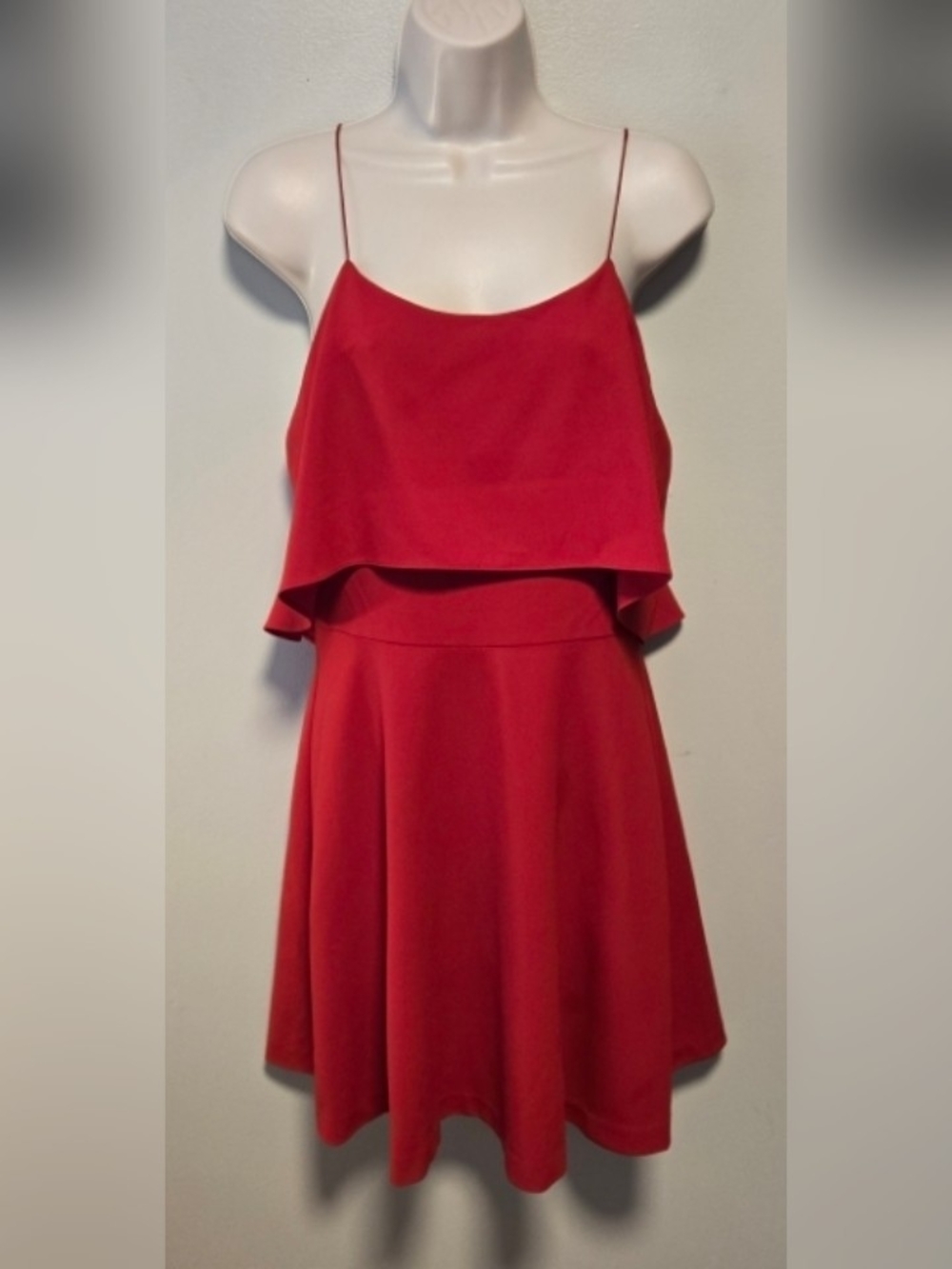 Alice + Olivia Red Ruffle-Overlay Mini Dress Size 6 - Picture 2 of 4